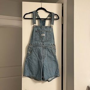 Levi cotton denim short overalls